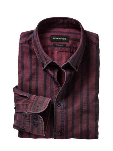 Streiftour-Hemd bordeaux-denim