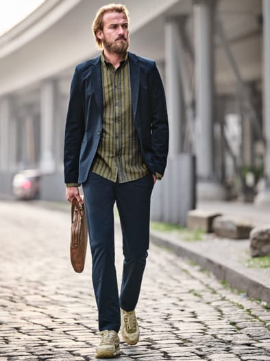 Streiftour-Hemd messing-denim