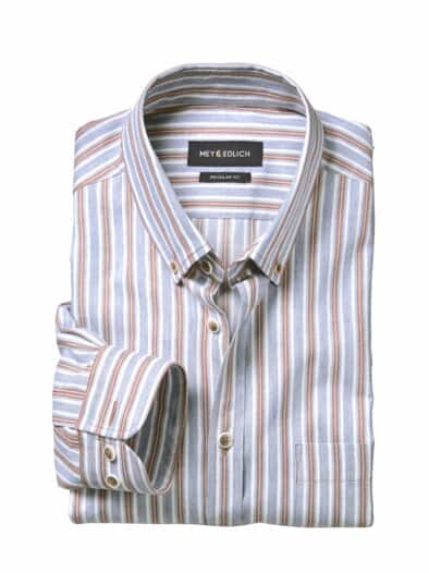 Dünenstreifen-Hemd stahlblau/bronze