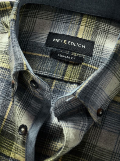 Großkariertes Flanellhemd oliv/denim