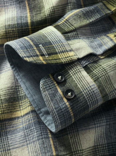 Großkariertes Flanellhemd oliv/denim