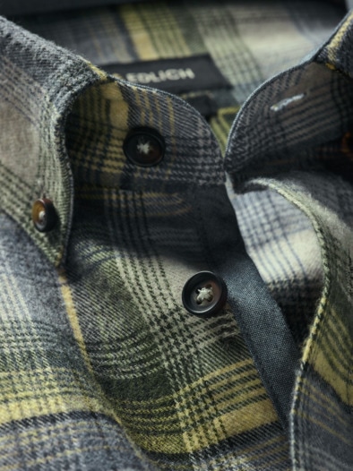 Großkariertes Flanellhemd oliv/denim