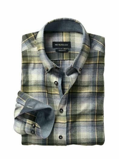 Großkariertes Flanellhemd oliv/denim