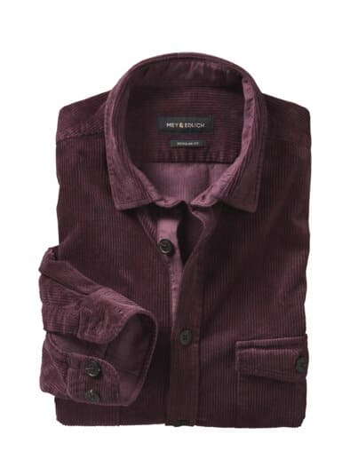 Samtrippen-Cordhemd amaranth