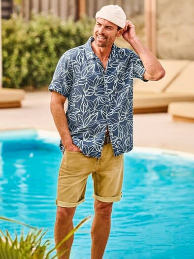 Stadtstrand-Blätterhemd resortblau