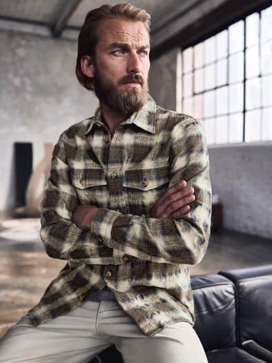 Bitte-nicht-bügeln-Overshirt braunkaro