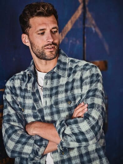 Bitte-nicht-bügeln-Overshirt blaukaro