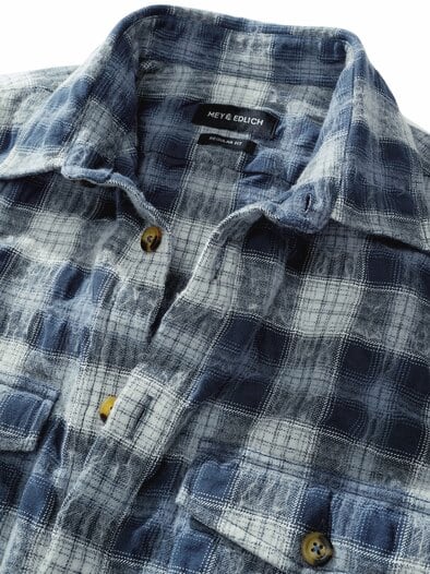 Bitte-nicht-bügeln-Overshirt blaukaro