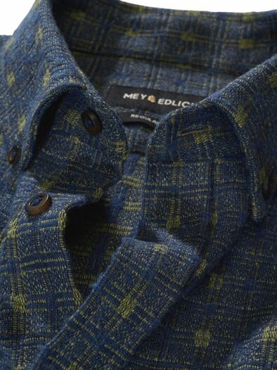 Mosaik-Jacquard-Hemd urbanblau/olive