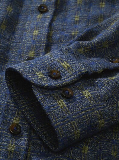 Mosaik-Jacquard-Hemd urbanblau/olive