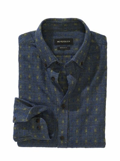 Mosaik-Jacquard-Hemd urbanblau/olive