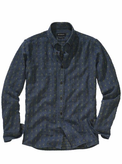 Mosaik-Jacquard-Hemd urbanblau/olive