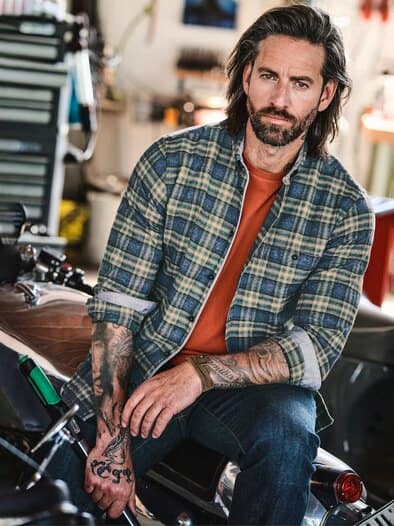 Geradliniges Flanellhemd denim-karo