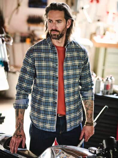 Geradliniges Flanellhemd denim-karo