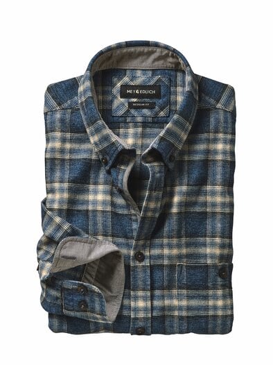 Geradliniges Flanellhemd denim-karo