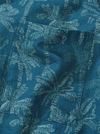 Palmen-Resorthemd tropenblau