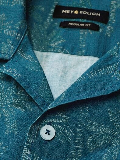 Palmen-Resorthemd tropenblau