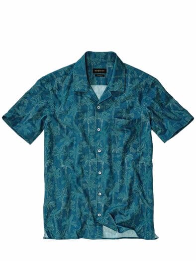 Palmen-Resorthemd tropenblau