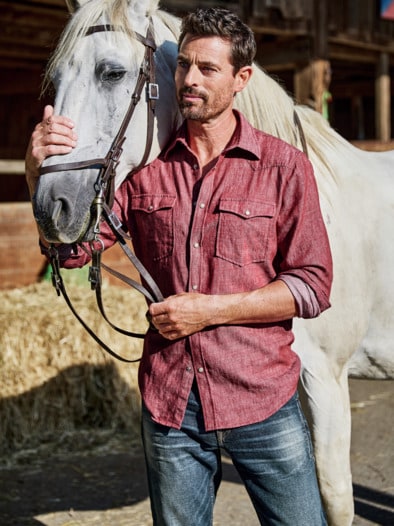 Staubfreies Westernshirt rodeorot