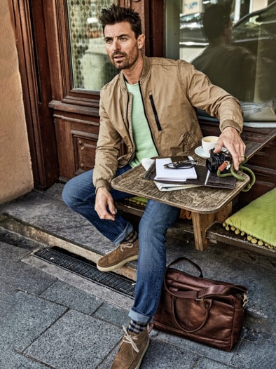 Raster-Socke Karo blau/beige