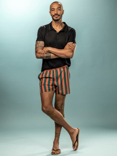 Resort-Badeshorts Streifen cognac/tanne