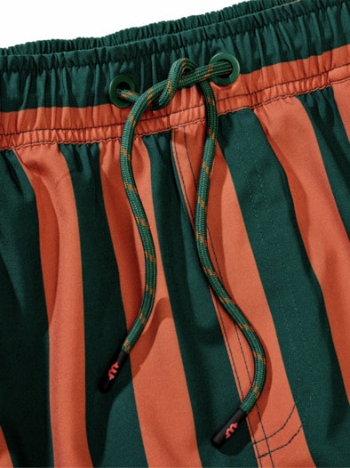 Resort-Badeshorts Streifen cognac/tanne