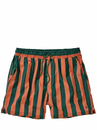 Resort-Badeshorts Streifen cognac/tanne