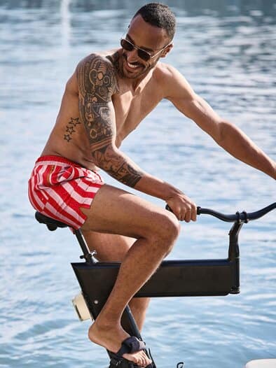 Resort-Badeshorts Streifen aquamarin