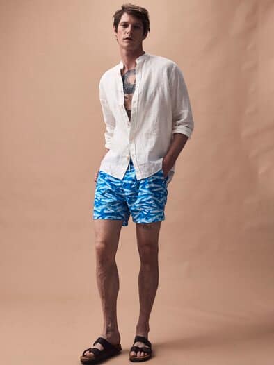 Resort-Badeshorts Fisch schwarmblau