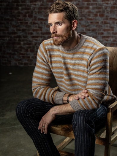 Peregrine Pullover Perry Crew Streifen grau/elfenbein/orange