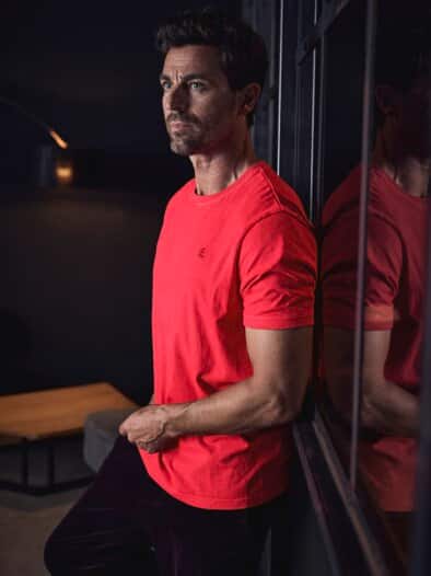 Sichere-Bank-T-Shirt feuerrot