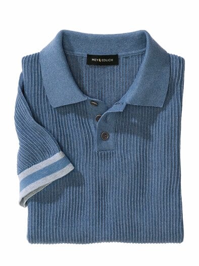 Marmor-Strickpolo ozeanblau