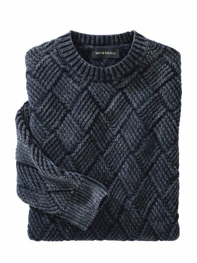Flechtwerk-Pullover ozeanblau/gischt