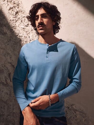 Ausdauer-Henley stahlblau