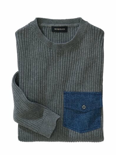 Mit-Jeans-Pullover granit