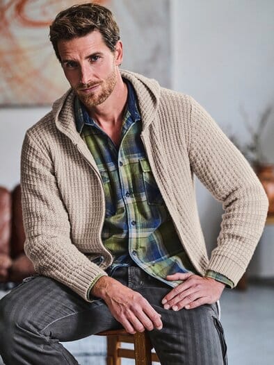 Waffel-Cardigan mandel