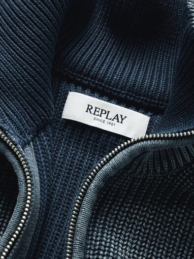 Used-Look-Cardigan jeansblau