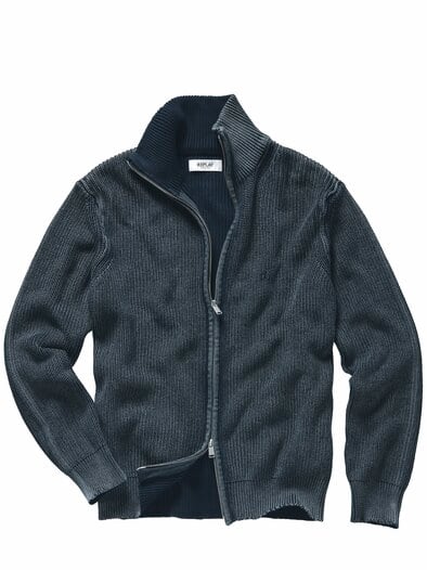 Used-Look-Cardigan jeansblau