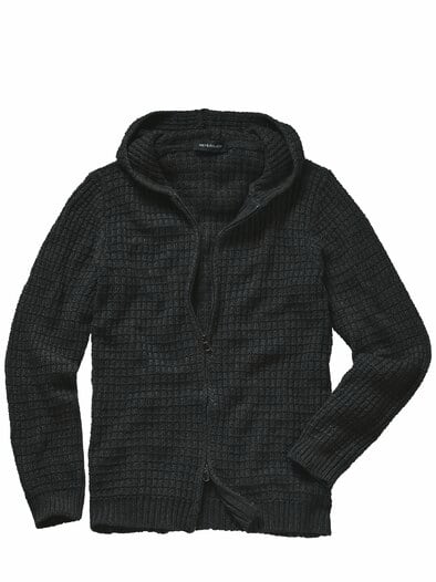 Waffel-Cardigan FE schwarz