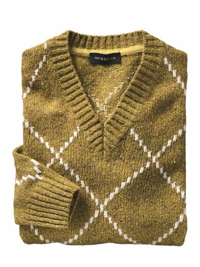 Intarsia-Pullover dijonsenf