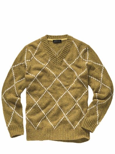 Intarsia-Pullover dijonsenf