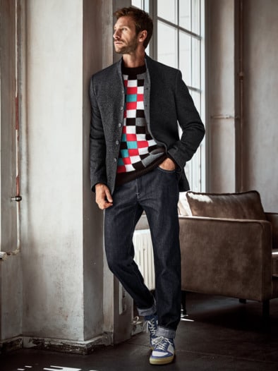 Computerpuzzle-Pullover Tetris schwarz/grau
