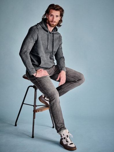 Ecken-Kanten-Denimhoodie used grey