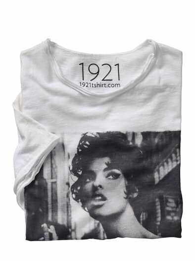 T-Shirt Linda Evangelista kreideweiß