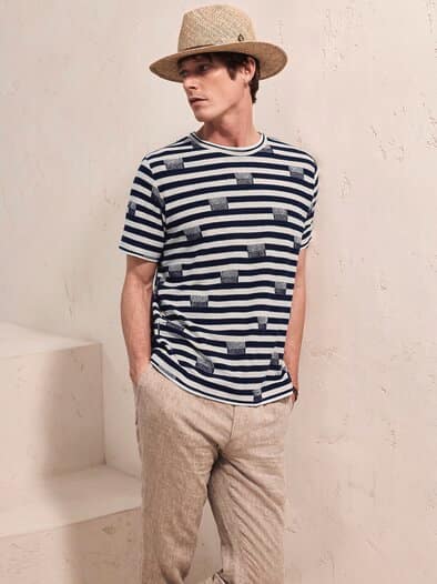 Strickshirt Falls navy/sand