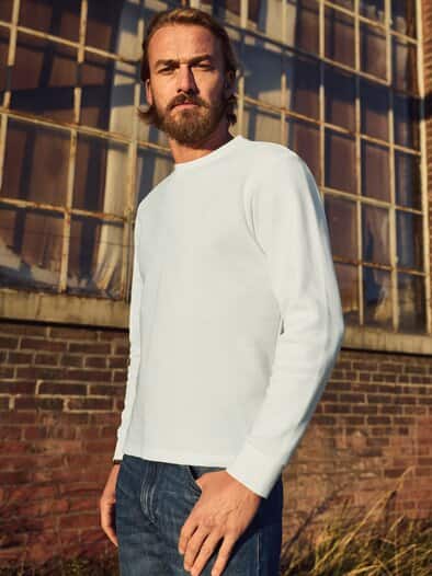 Waffelstruktur-Longsleeve naturweiß