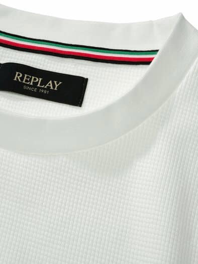 Waffelstruktur-Longsleeve naturweiß