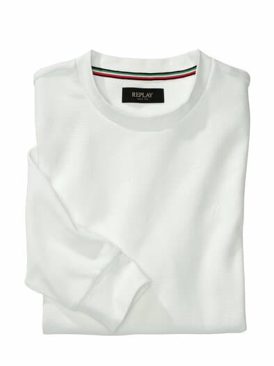 Waffelstruktur-Longsleeve naturweiß
