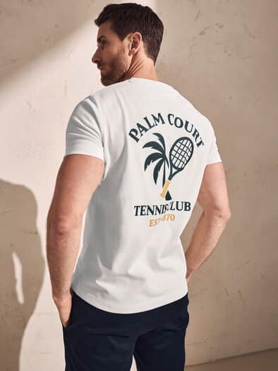T-Shirt Palm Court Tennis Club linienweiß