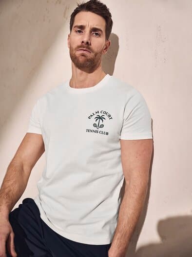 T-Shirt Palm Court Tennis Club linienweiß